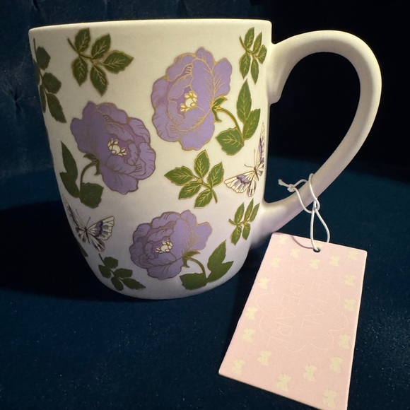 dwell Other - Petal & Pearl Soft Touch Coffee Mug - lavender ombré rose & butterflies